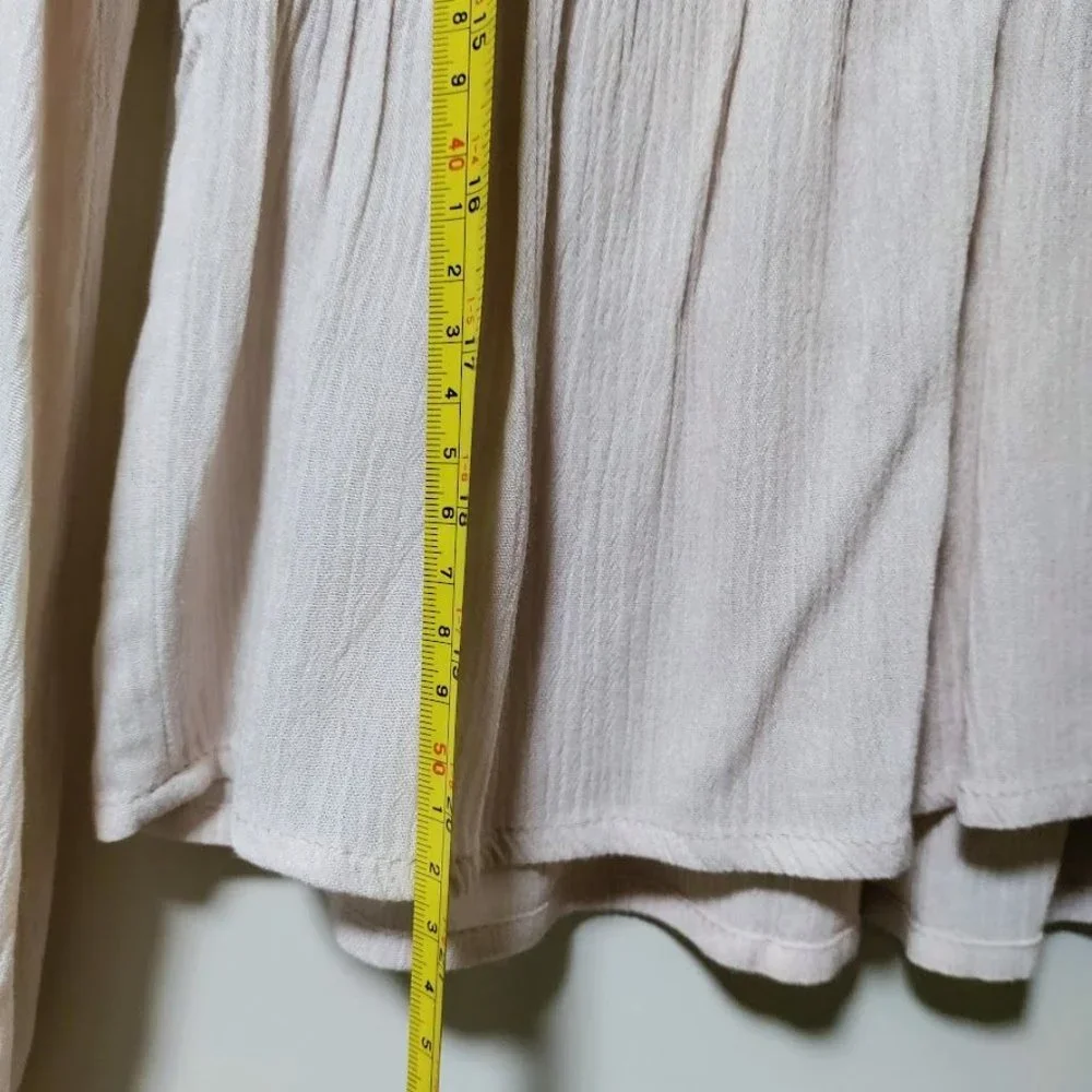 NWT Coco + Jaimeson Gauzy Coquette Whimsy Babydoll Peplum Top Beige Womens Small - Picture 5 of 9